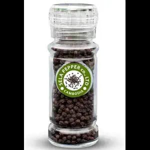 Black Pepper Corn in Glass Bottle Grinder - Sela Pepper