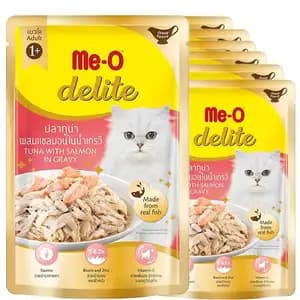 Delite Tuna with Salmon in Gravy Pouch Box - Me-O