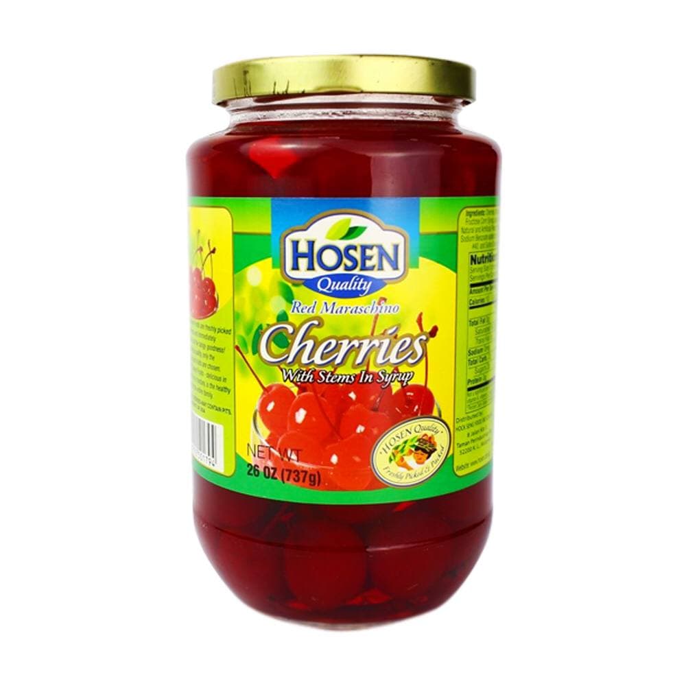 Red Cherries with Stems in Syrup