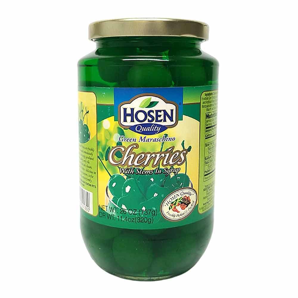 Green Cherries with Stems in Syrup
