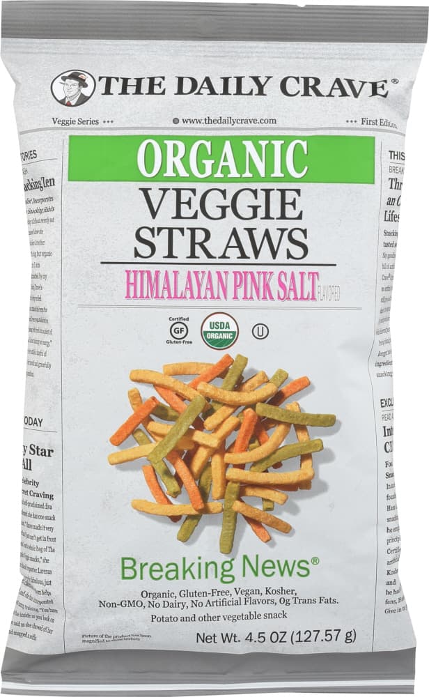 Organic Gluten Free Veggie Straws Himalayan Pink Salt - The Daily Crave