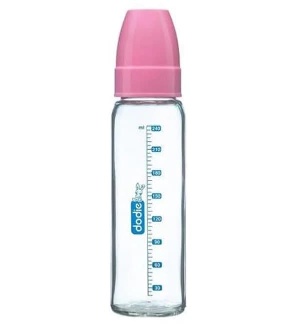Baby Glass Bottle Pink 240ml for 6m+ - Dodie