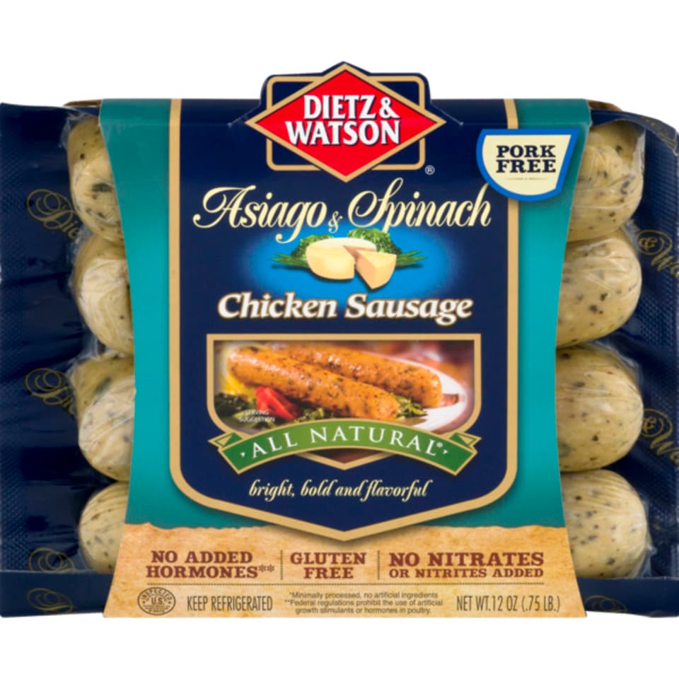 Gluten Free Asiage & Spinach Chicken Sausage