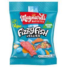 Vegan Sour Fizzy Fish Jellies - Maynards Bassetts