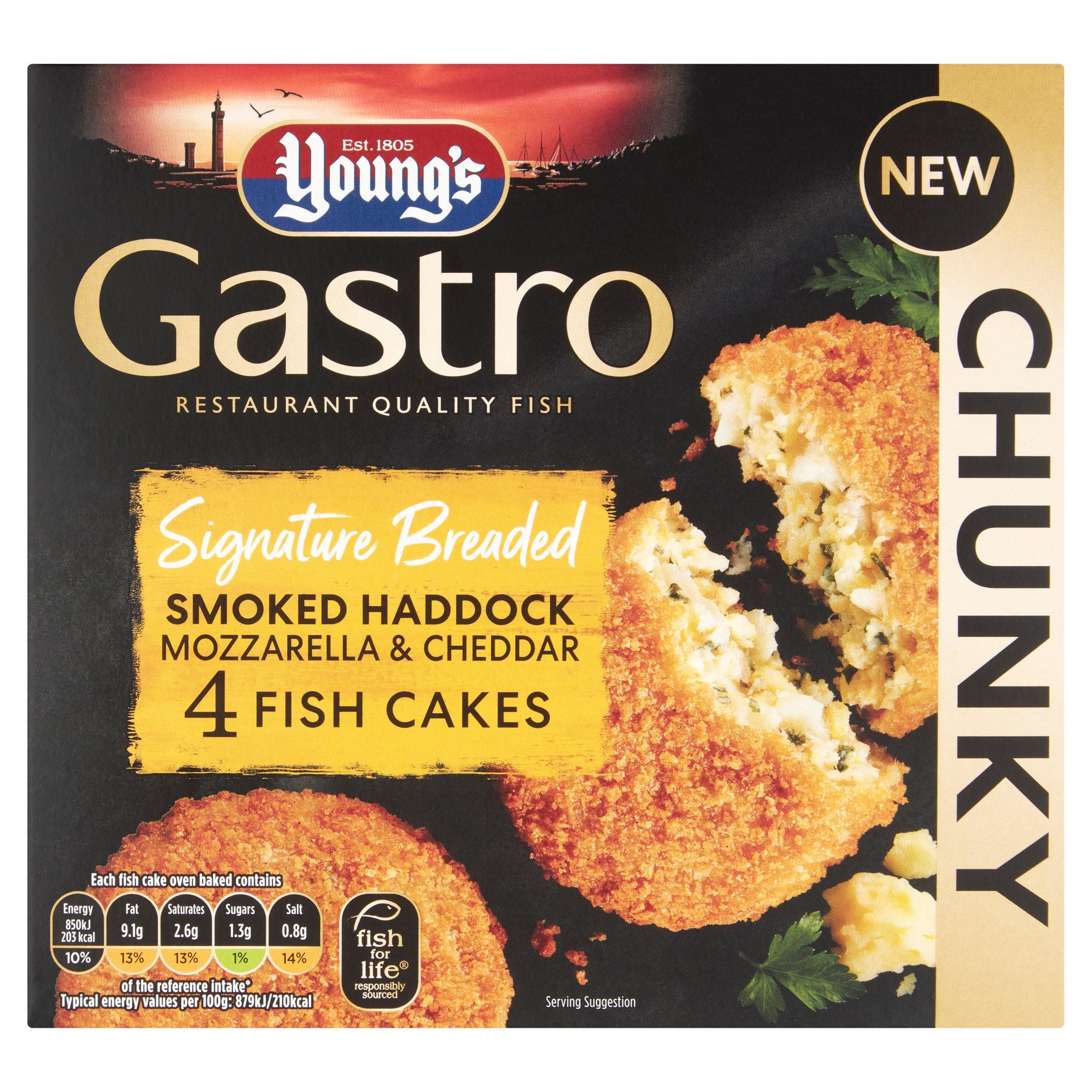 Gastro Signature Breaded Smoked Haddock Mozzaarella & Cheddar Fish Cake - Young's
