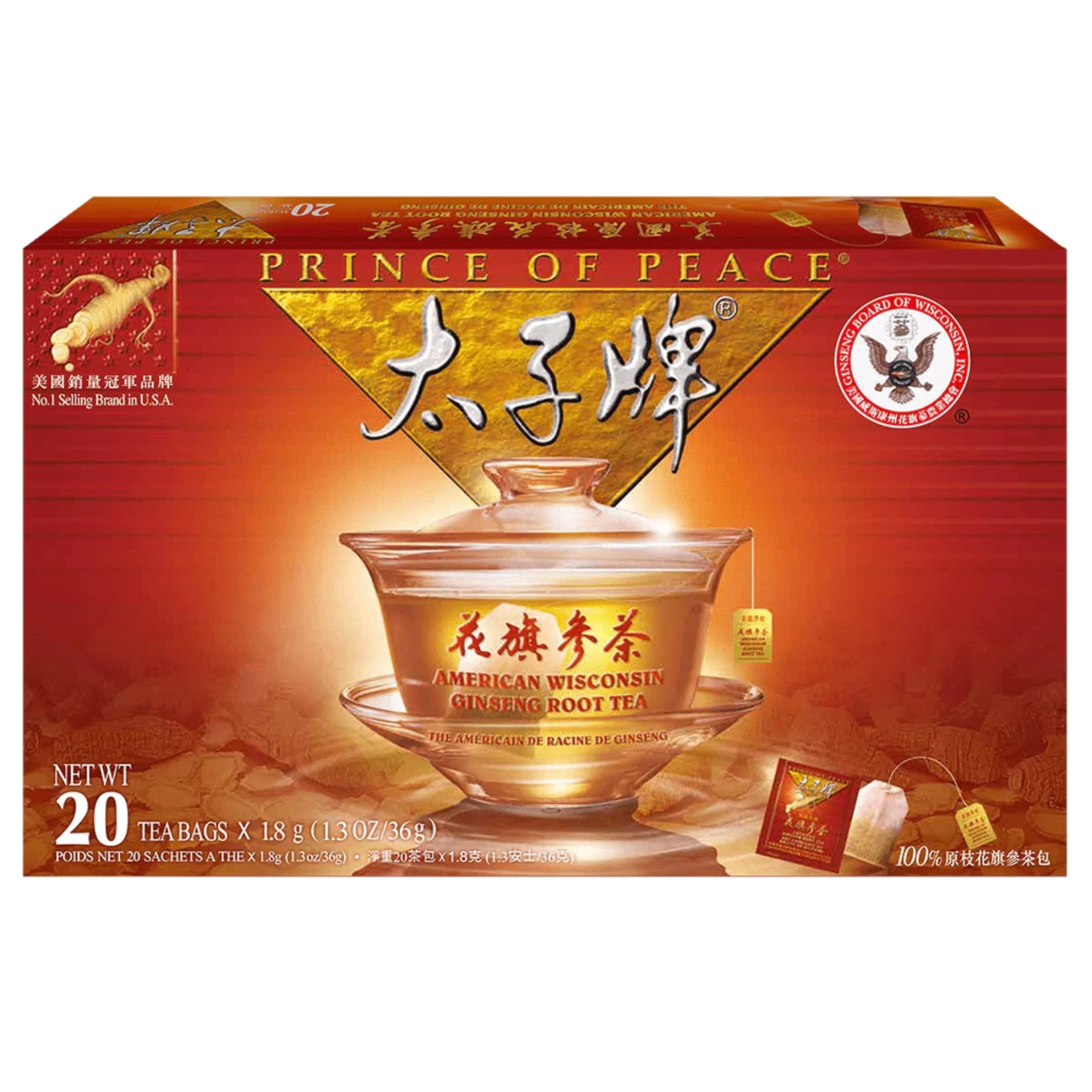 American Wisconsin Ginseng Root Tea - Prince of Peace 