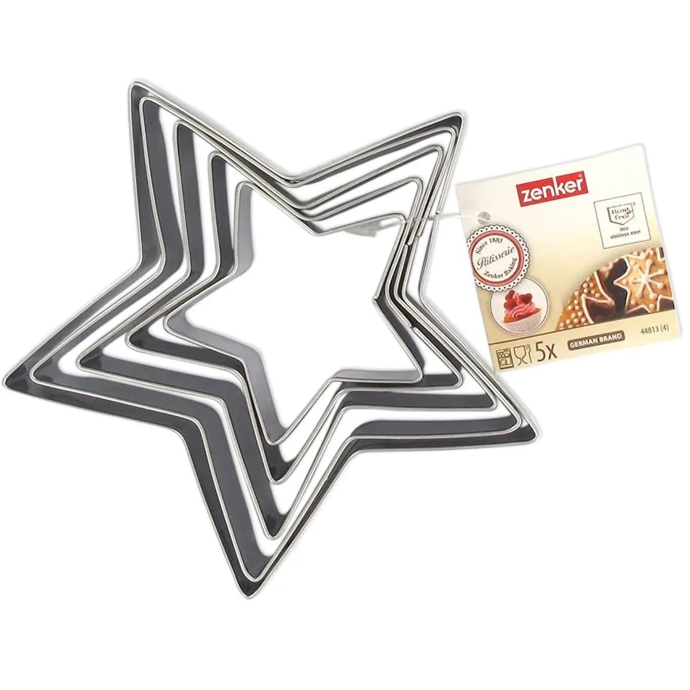 Set of 5 Star-Shaped Christmas Cookie Cutters - Zenker