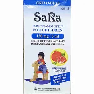 Paracetamol 120mg/5ml Grenadine Flavour Syrup for Kid - Sara - Ucare Pharmacy