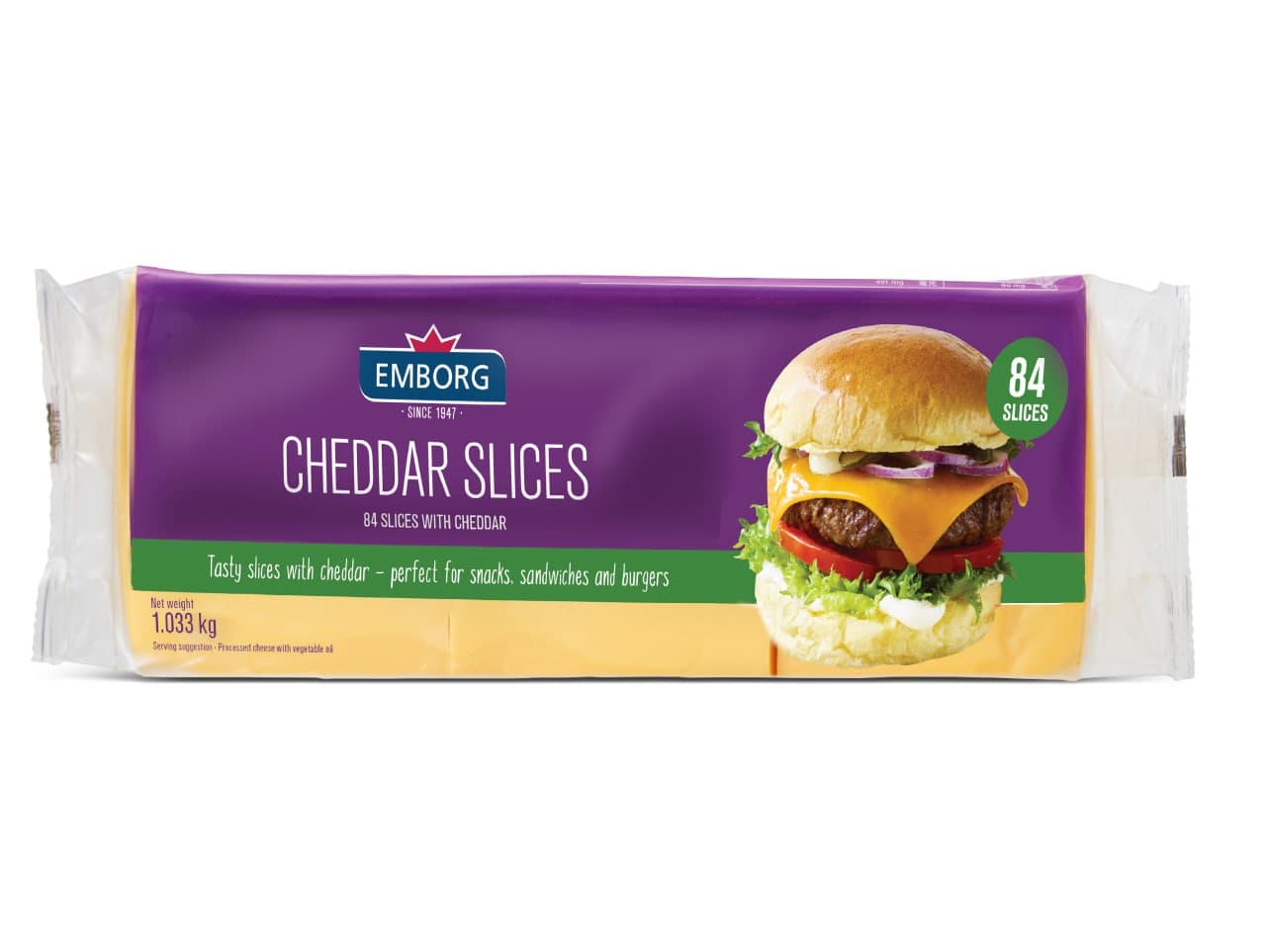 Coloured Cheddar Slices with  69% Cheese