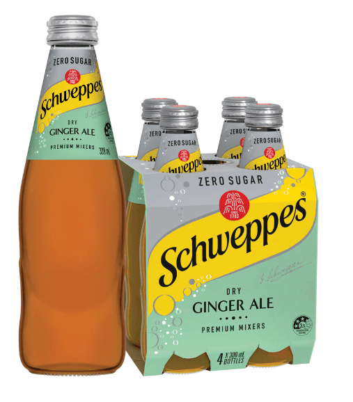 Dry Ginger Ale Zero Sugar Glass Bottle Pack X4