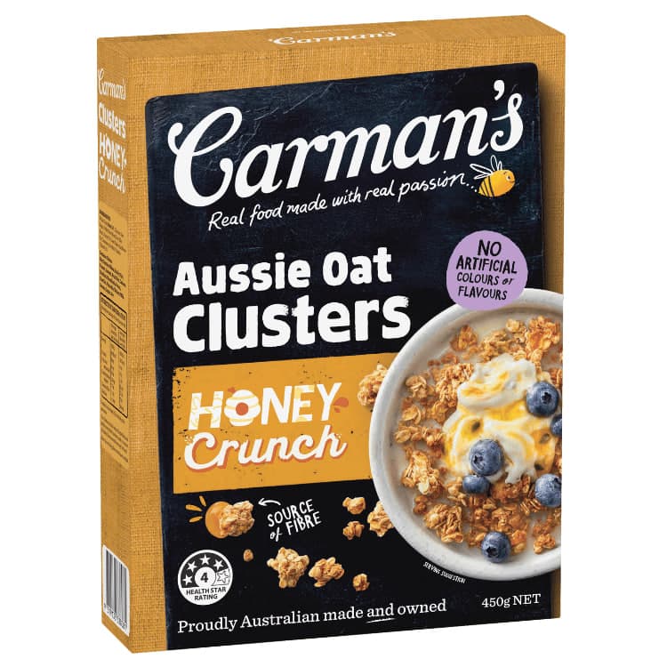Aussie Oat Clusters Honey Crunch - Carman's