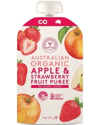 Australian Organic Apple, Plum,Strawberry Fruit Puree No Added Sugar