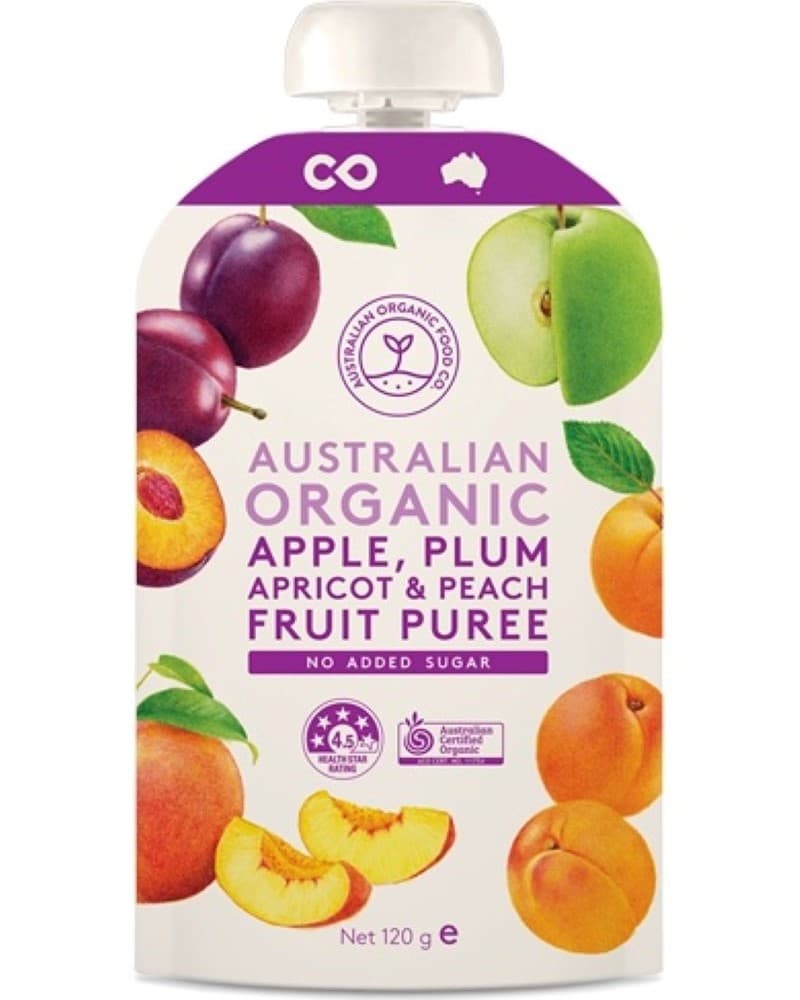 Australian Organic Apple, Plum, Apricot & Peach Fruit Puree No Added Sugar