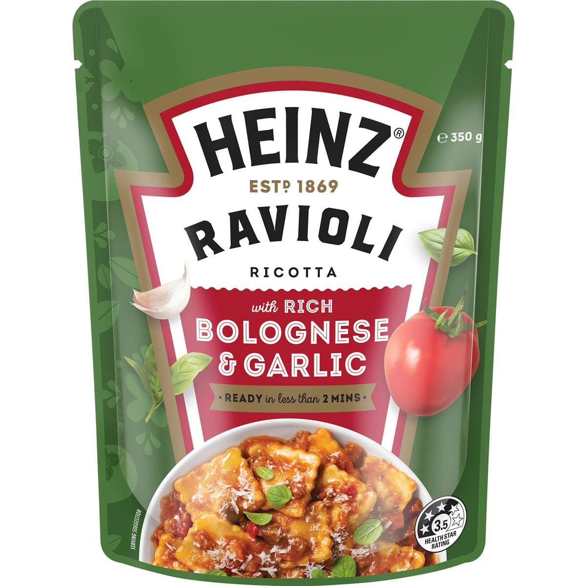 Ravioli Ricotta with Rich Bolognese & Garlic