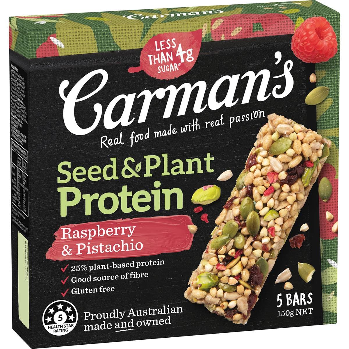 Seed & Plant Protein Raspberry & Pistachio Bars - Carman's