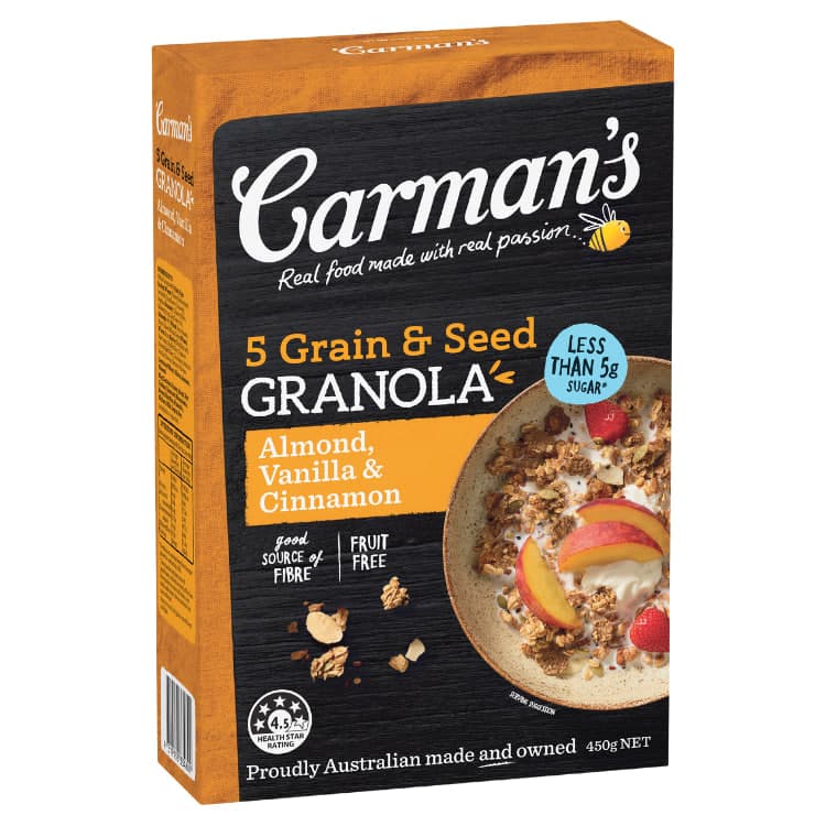 5 Grain & Seed Granola Almond Vanilla & Cinnamon - Carman's