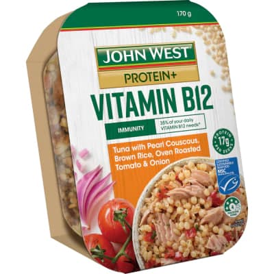 Vitamin B12 Tuna with Pearl Cousous Brown Rice Oven Roated Tomato & Onion