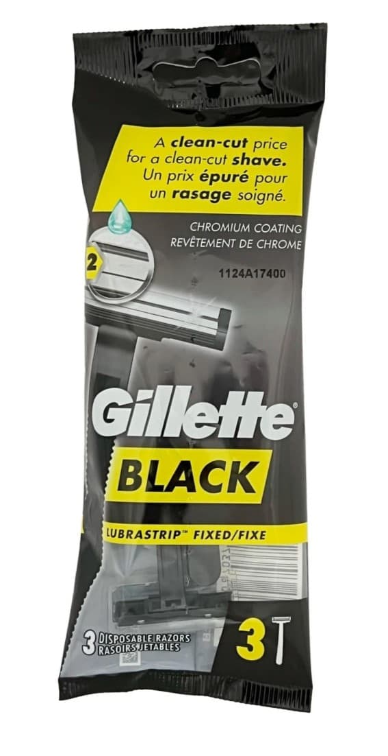 Black 3 Lubrastrip Fixed Razors - Gillette