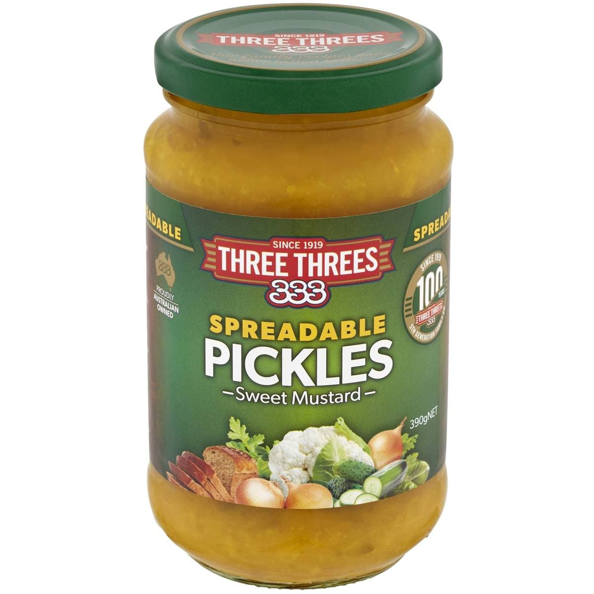 Spreadable Sweet Mustard Pickles - Three Threes