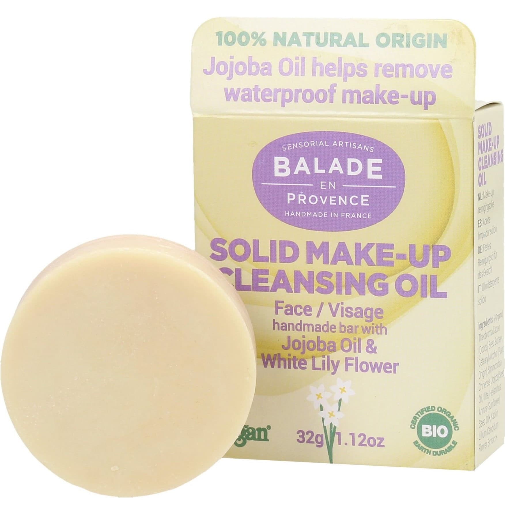 Solid Make Up Cleansing Oil with Jojoba Oil & White Lily Flower