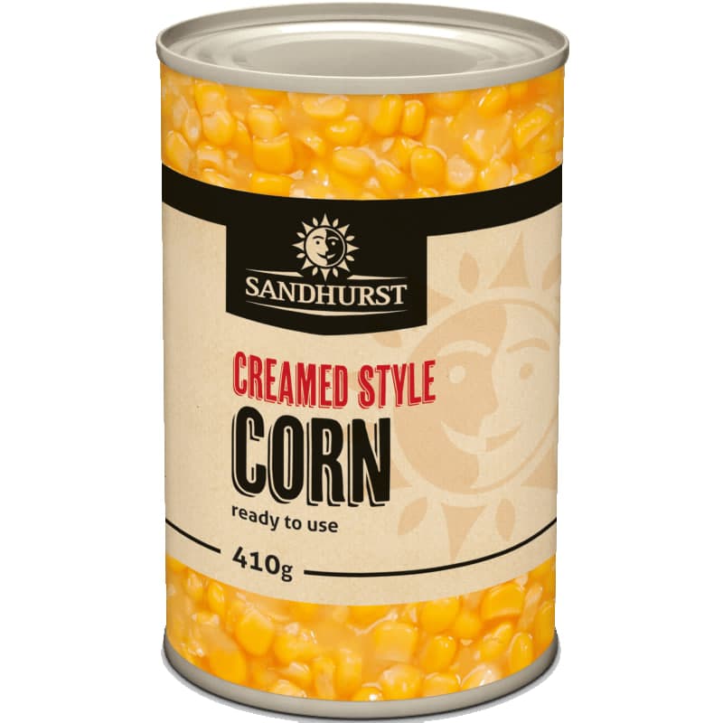 Creamed Style Corn Kernels in Brine - Sandhurst
