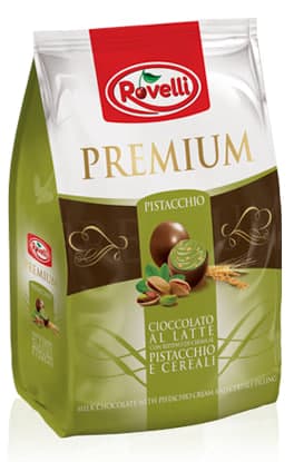 Milk Chocolate with Pistachio Cream & Cereal Filling - Rovelli Premium