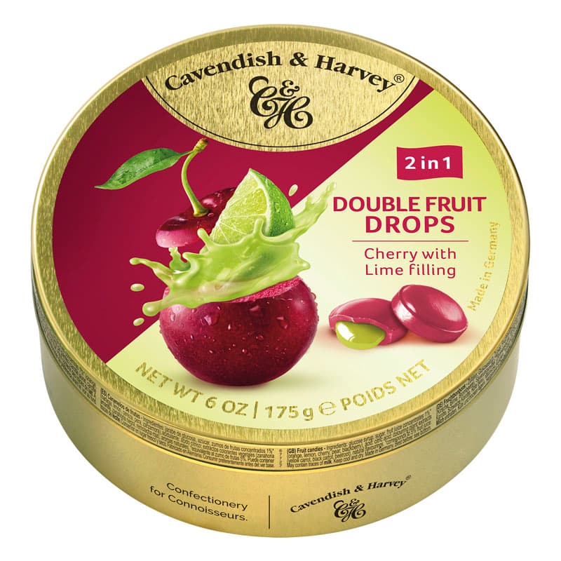 Double Fruits Cherry with Lime filling Drops - Cavendish&Harvey