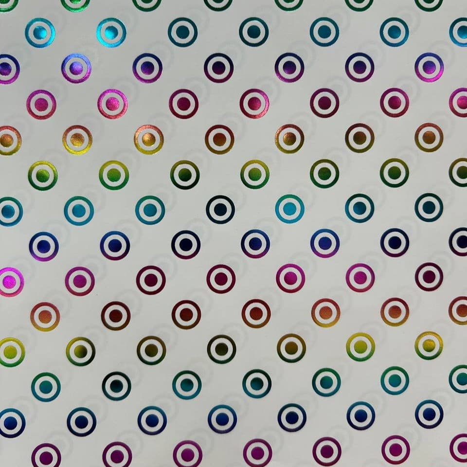 White & Rainbow Reflecting Color Dots Wrapping Paper Sheet