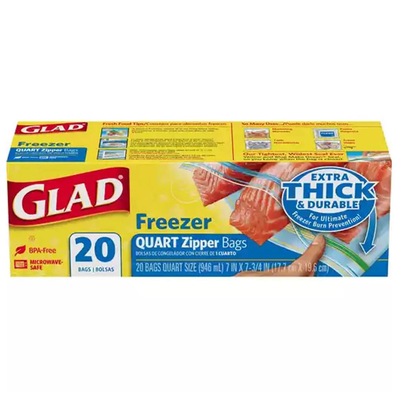 Freezer Quart Zipper Bags - Glad