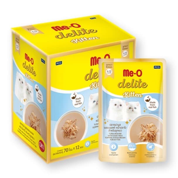 Delite Kitten Tuna Mousse with Goat Milk Topping Katsuobushi Pouch Box
