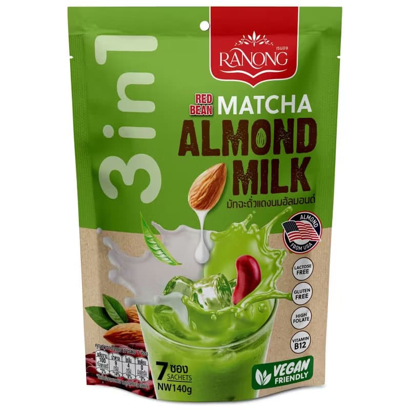 Red Bean Matcha Almond Milk Tea