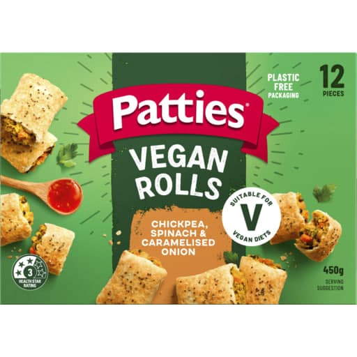 Vegan Rolls Chickpea, Spinach & Caramelized Onion