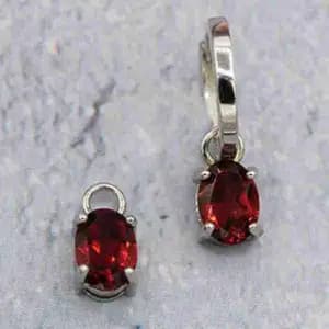 Hoop & Charms Oval Garnet - Alice Varini Jewelry