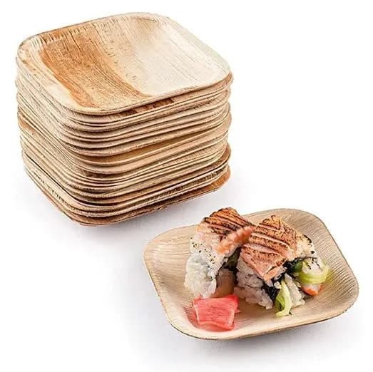 Palm Leaf Mini Square Plates Table Ware