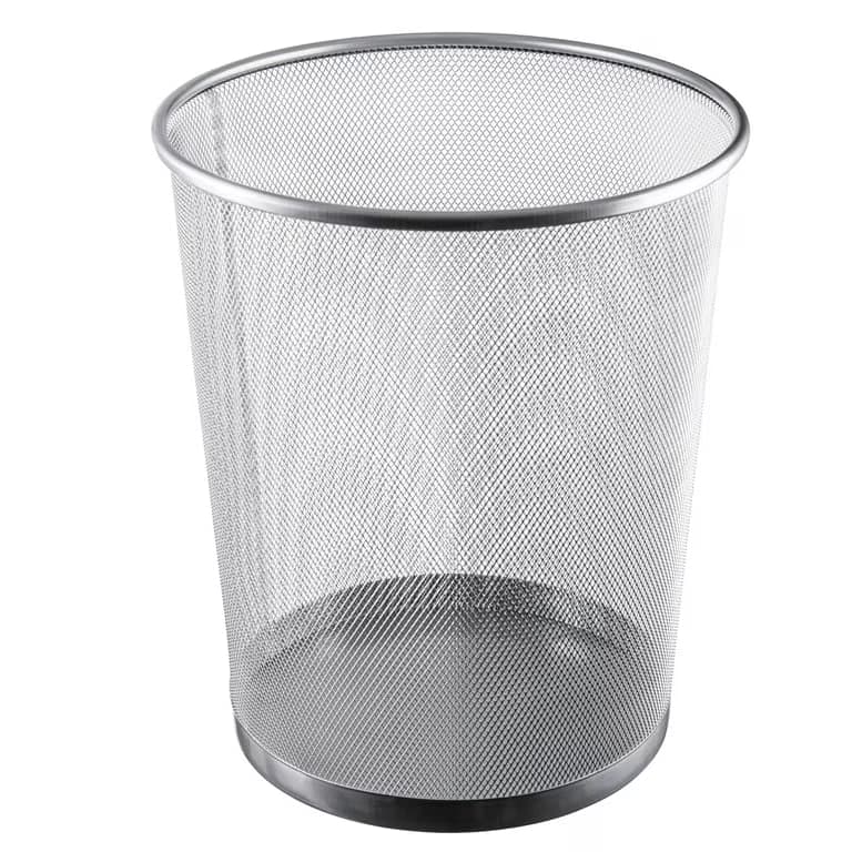 Round Metal Bin - Silver