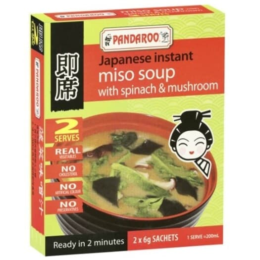 Japanese Instant Miso Soup with Spinach & Mushroom