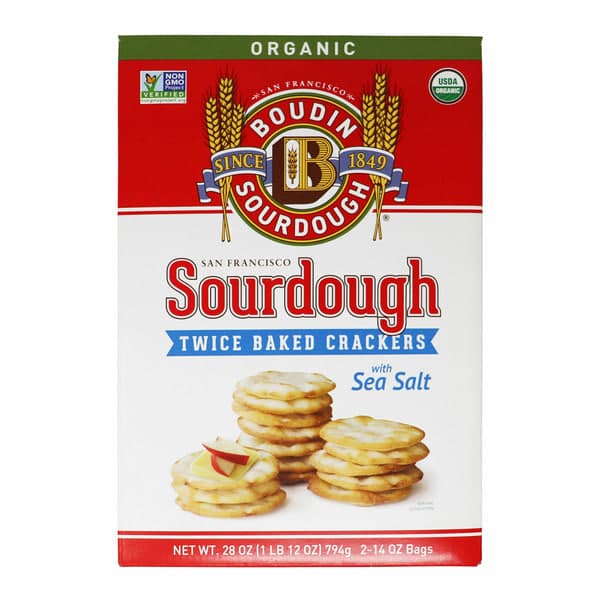Sour Dough Twice Backed Crackers Sea Salt - Boudin