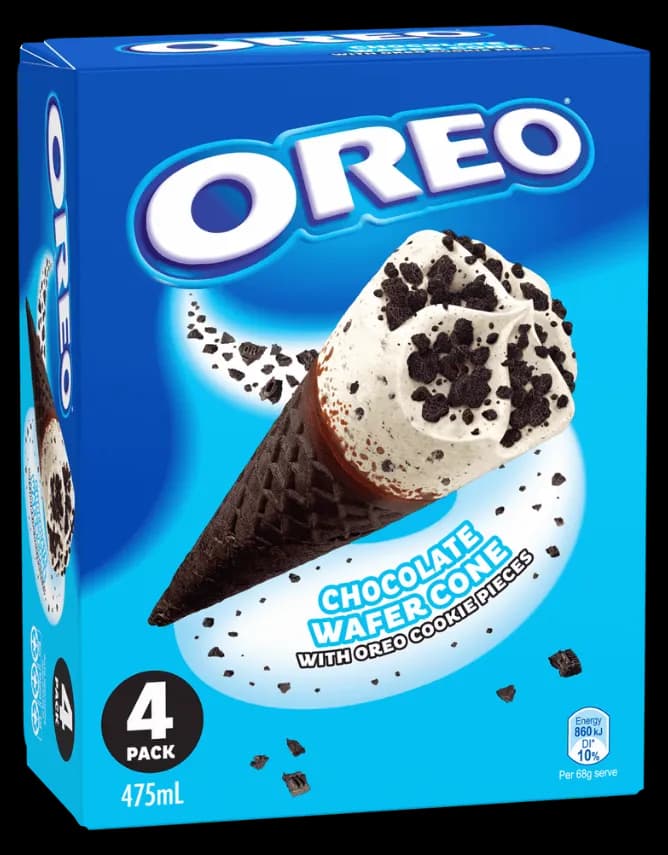 Chocolate Wafer Cone with Oreo Cookies Pieces Ice Cream