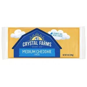 Block Medium Cheddar Cheese - Crystal Farm - Crystal Farms