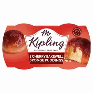 2 Cherry Bakewell Sponge Puddings - Mr Kipling