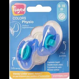 2 Physio Transparent Silicone Soothers Colors size 6-18 Months - Tigex