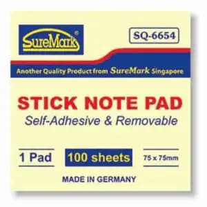 Yellow Stick Note Pad 75x75mm - Suremark