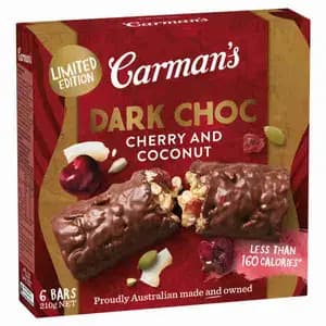 Dark Choc Cherry and Coconut Bars - Carman's