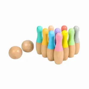 Rainbow Wooden Bowling Set
