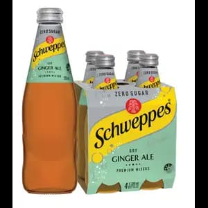 Dry Ginger Ale Zero Sugar Glass Bottle Pack X4 - Schweppes