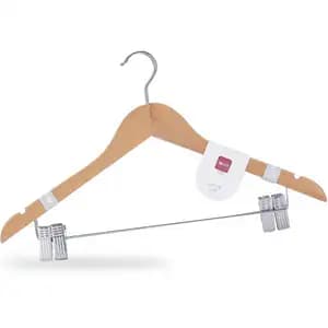 Solid Wood Clothes Hanger with Clips - Solely