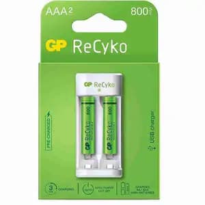 Rechargeable Battery AAA 800mAh & Charger - GP ReCyKo