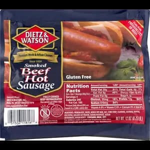 Gluten Free Smoked Beef Hot Sausage - Dietz & Watson