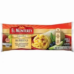 Egg, Applewood, Smoked Bacon & Cheese Burrito - El Monterey