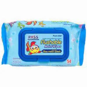Flushable Moist Wipes Blue - Pure Aid